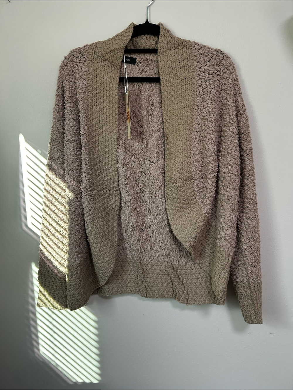 Open-Front Shawl Collar Cardigan - Taupe